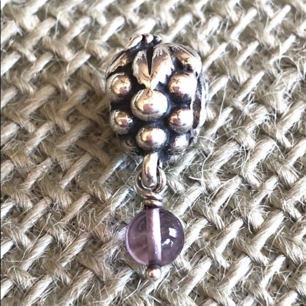 PANDORA Grapes w/Amethyst Dangle Bead Charm 925